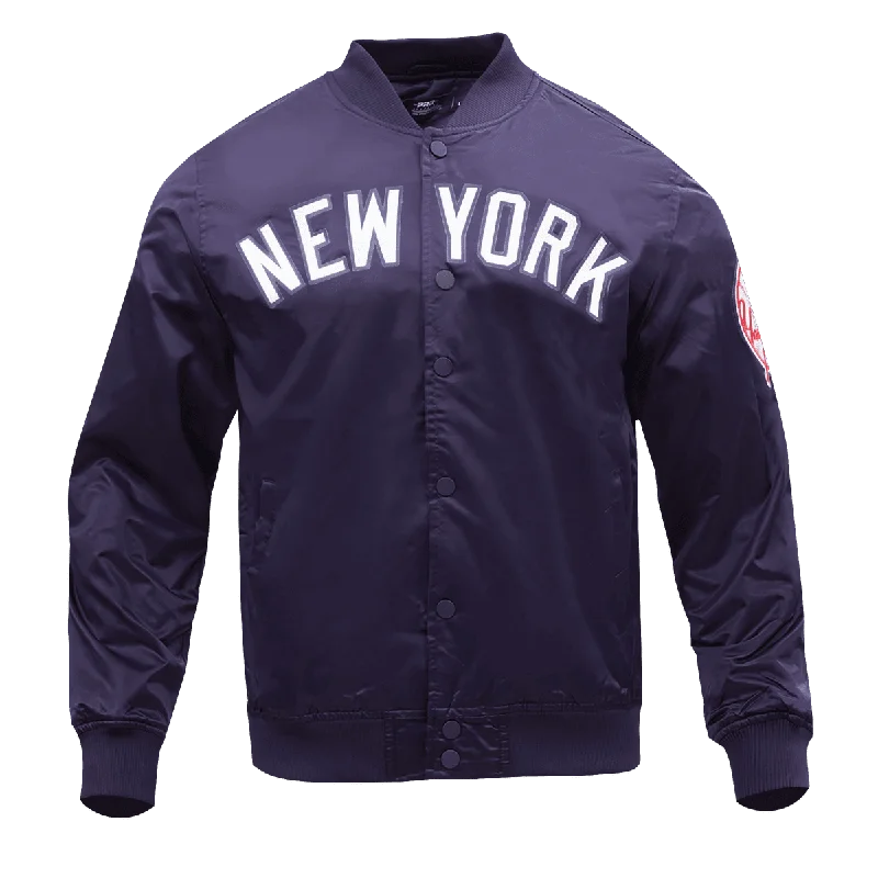 MLB NEW YORK YANKEES WORDMARK MEN'S SATIN JACKET (MIDNIGHT NAVY)