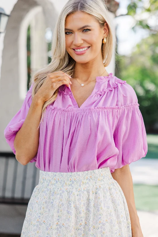 Faith In Love Mauve Pink Ruffled Blouse