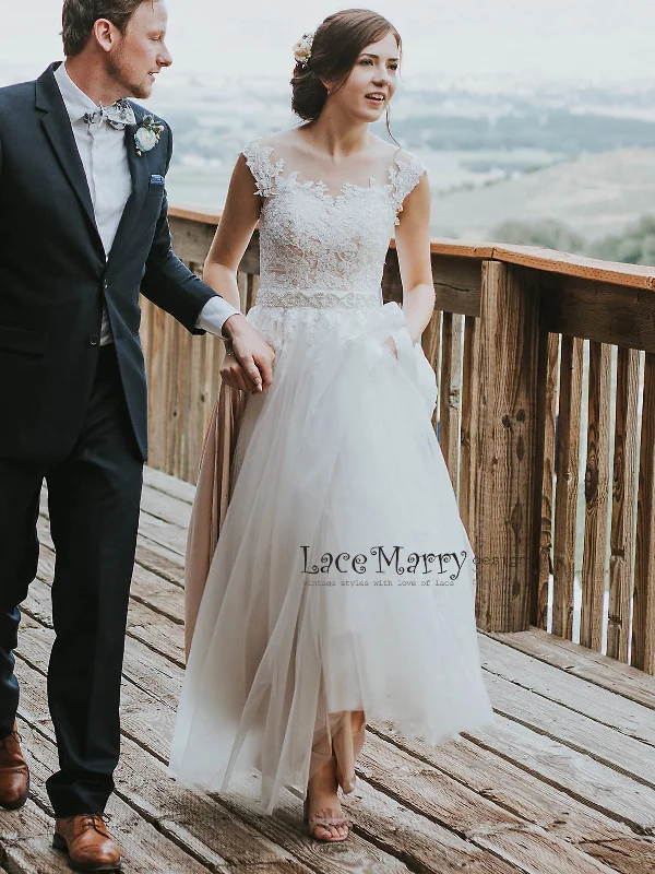 Boho Summer Wedding Dress with Airy Tulle Skirt