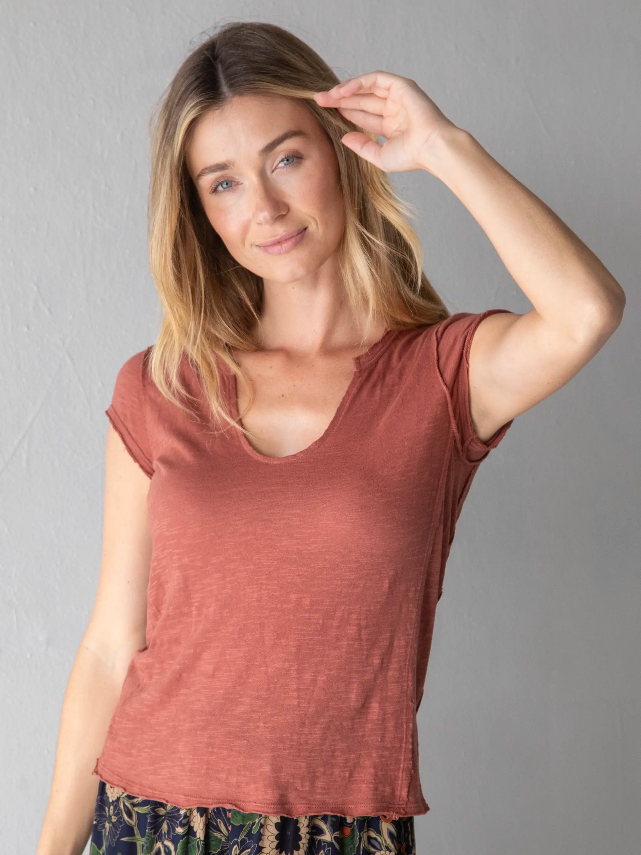 Molly Cotton Tee Shirt - Rust