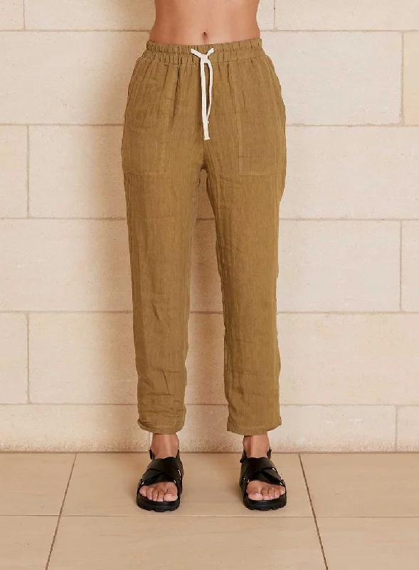 Lucia Linen Pant-GREEN